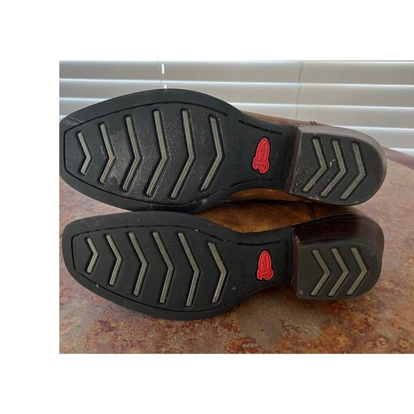 Justin Sevana Tan Western Cowboy Turquoise Brown Leather Boots - Picture 9 of 9